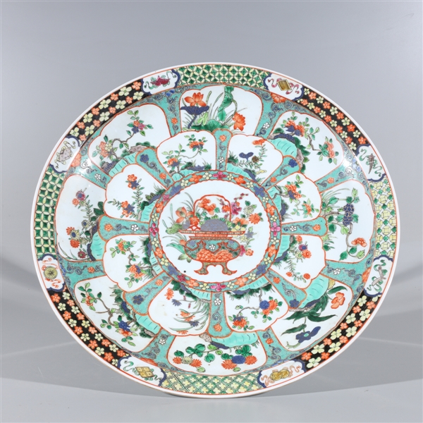 Appraisal: Large Chinese famille verte enameled porcelain charger with flowers and