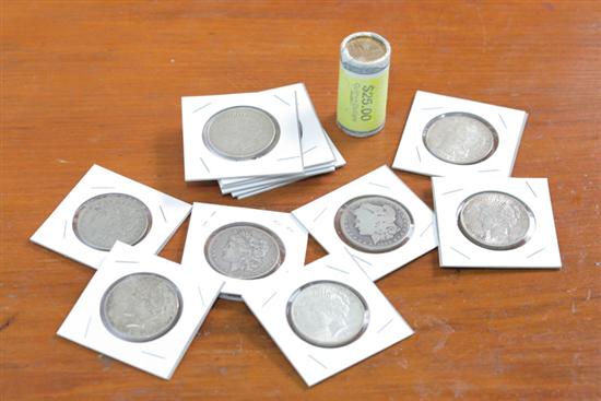 Appraisal: GROUP OF COINS The lot includes nine Morgan silver dollars