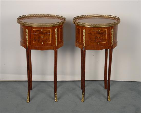 Appraisal: A Pair of French-style Oval Occasional Tables of mixed woods