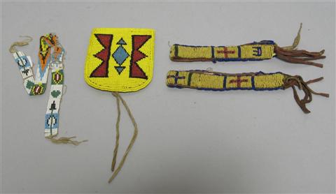 Appraisal: COLLECTION OF NATIVE AMERICAN BEADED ITEMS Including pair of beaded