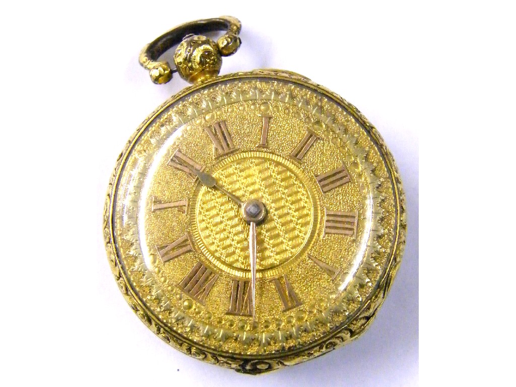 Appraisal: th century gilt fusee verge pocket watch the movement signed