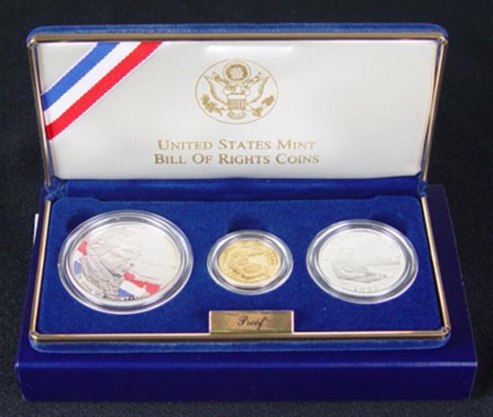 Appraisal: Three Piece Bill Of Rights Commemorative Proof Set Includes Gold