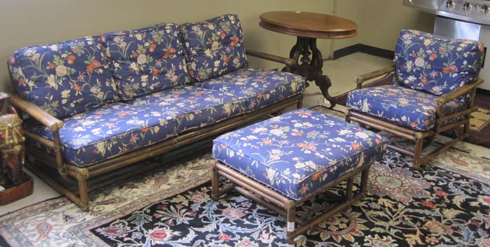 Appraisal: McGUIRE RATTAN SEATING FURNITURE SET McGuire Furniture Co San Francisco