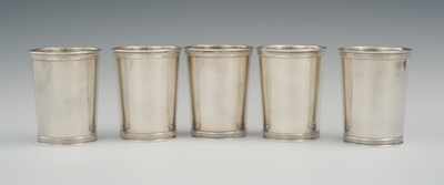 Appraisal: Five Sterling Silver Julip Cups In matching pattern with ribbed