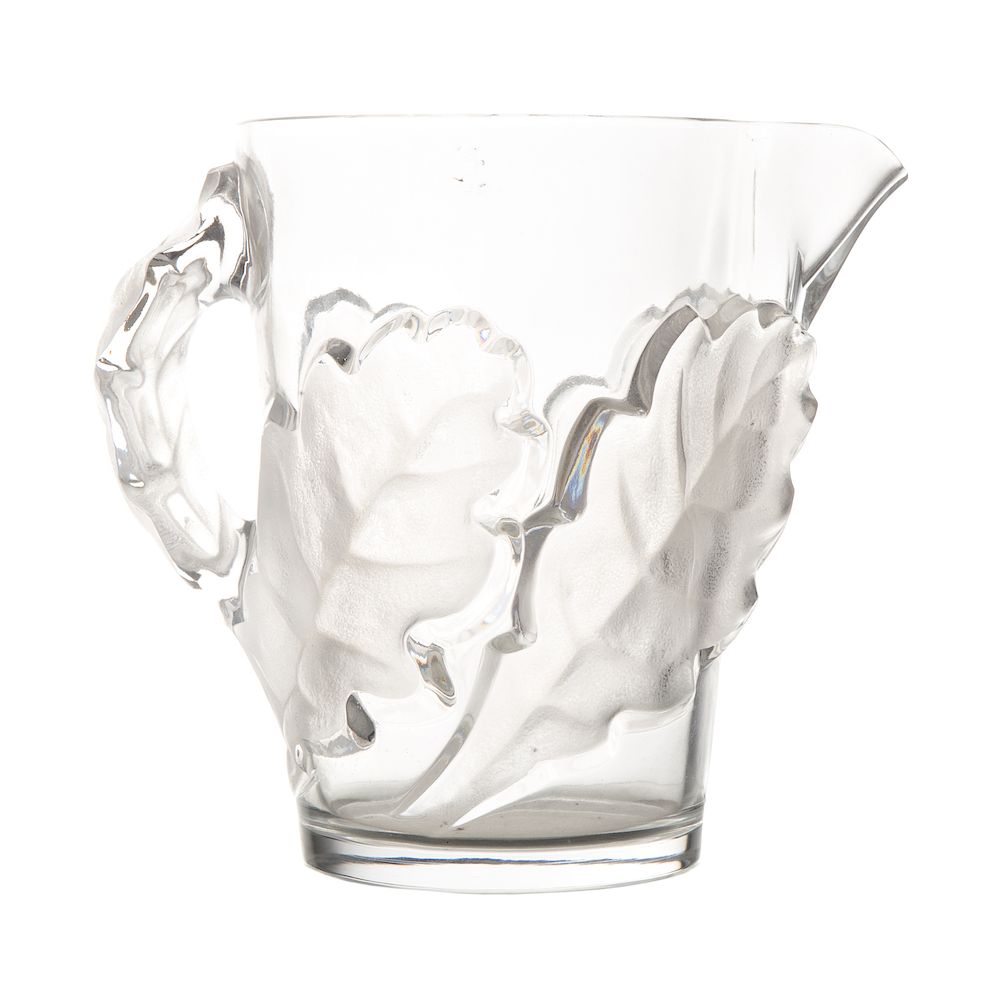 Appraisal: Lalique Crystal Chene Pitcher with molded leaf relief decoration inscribed