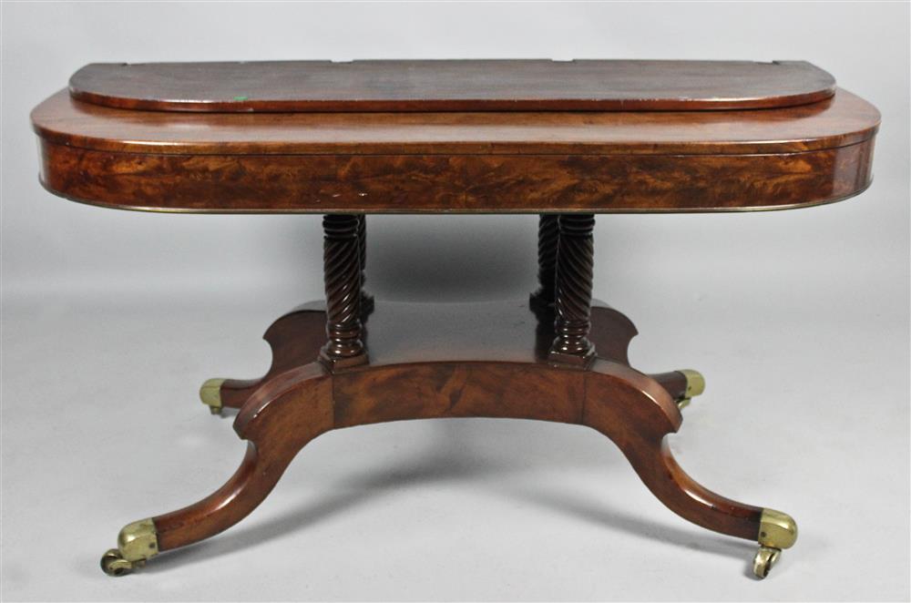 Appraisal: ENGLISH REGENCY MAHOGANY CONSOLE TABLE having a rectangular top with