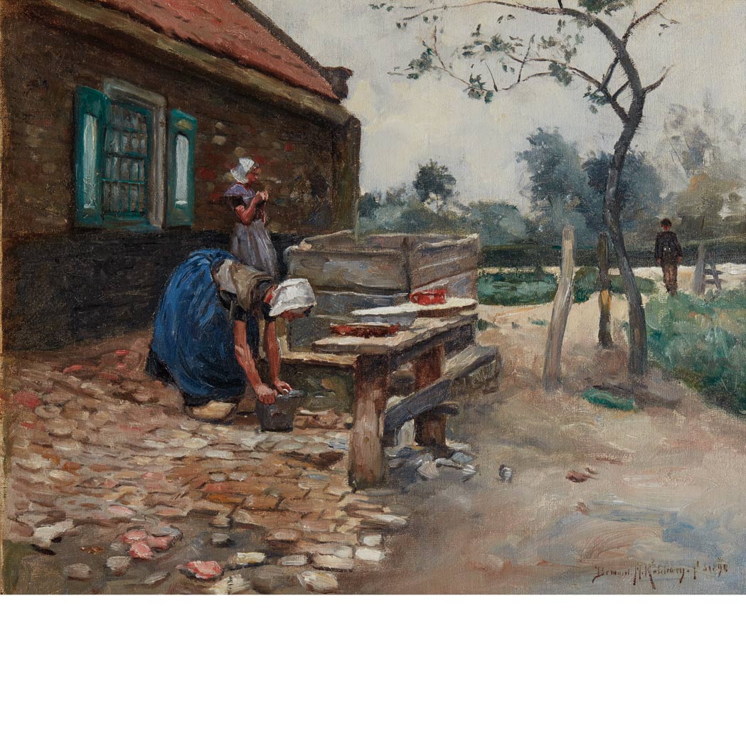 Appraisal: Bernard Marie Koldeweij Dutch - Washday in Walcheren Signed Bernard