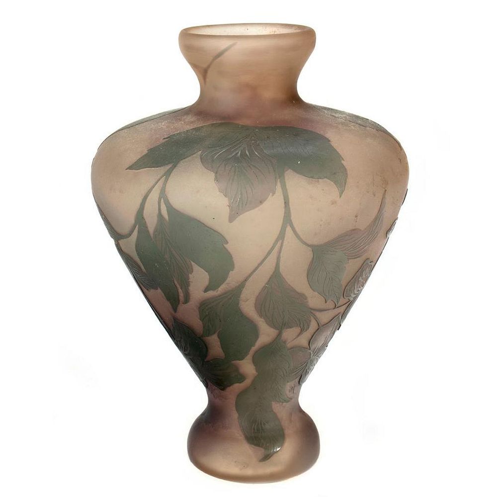 Appraisal: Cameo Glass Vase after Galle Overall incised with foliate vines