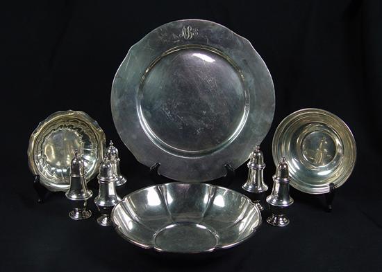 Appraisal: Group of Sterling Holloware Nine piece group includes five salt