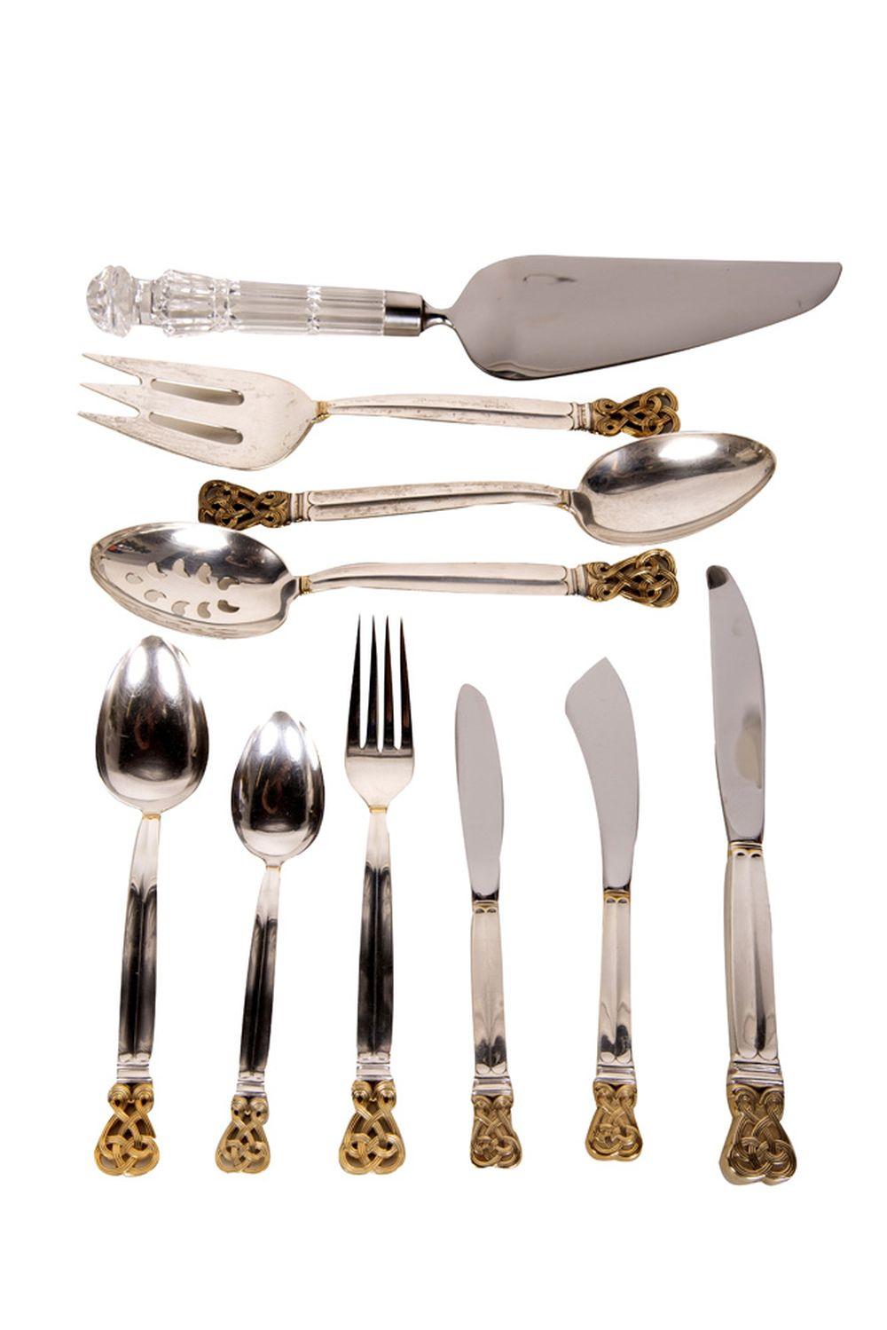 Appraisal: TOWLE GILT STERLING FLATWARE SERVICE'Celtic Weave Gold' pattern comprising dinner