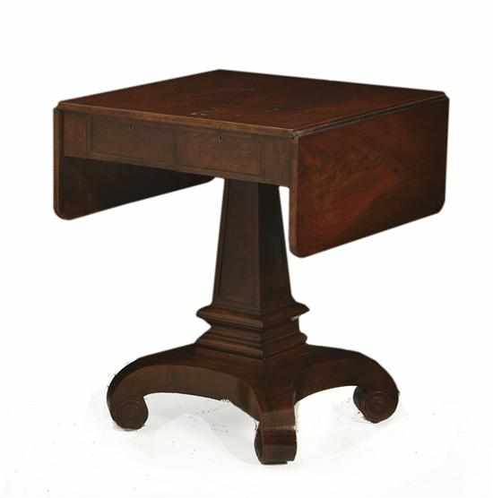 Appraisal: Philadelphia late Classical mahogany sofa table circa square top with