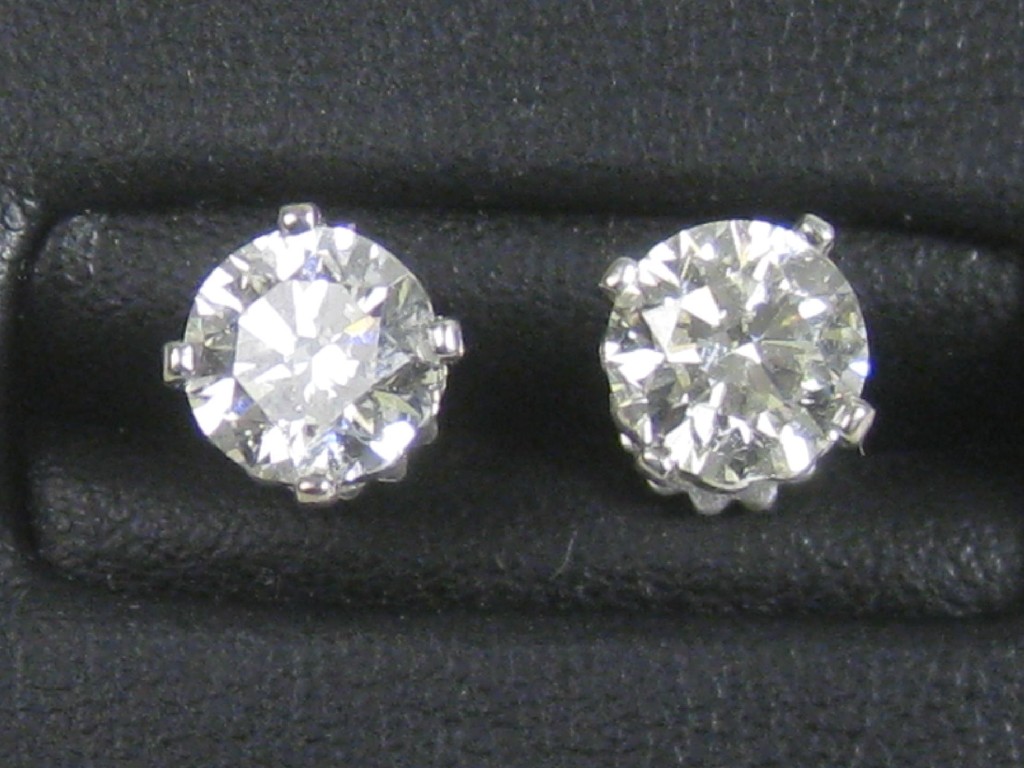 Appraisal: A pair of Diamond Ear Studs each with brilliant-cut stone