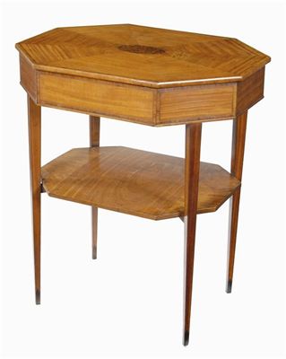 Appraisal: A th century satinwood octagonal work table with a central