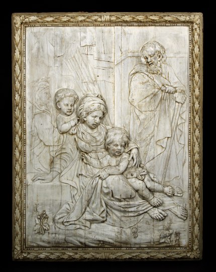 Appraisal: Good Monumental French Relief-Carved Beechwood Rectangular Panel of the Holy