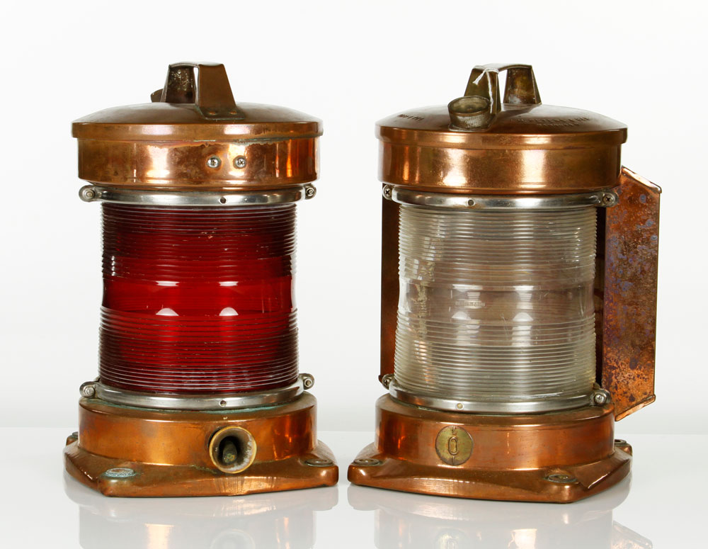 Appraisal: - Pair of German Copper Ship's Lanterns Pair of German