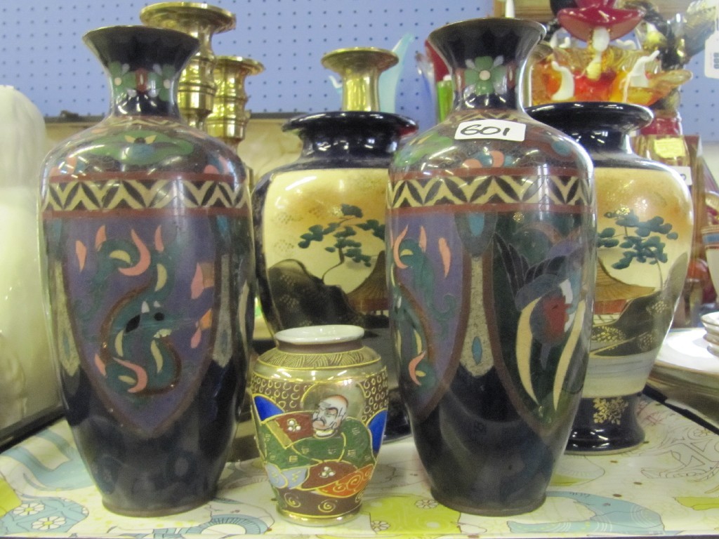 Appraisal: Pair of Satsuma vases pair of Cloisonne vases two pairs