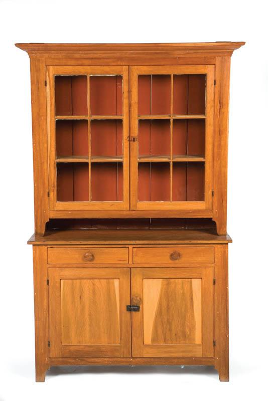 Appraisal: WALL CUPBOARD American mid th century poplar and cherry Two-piece