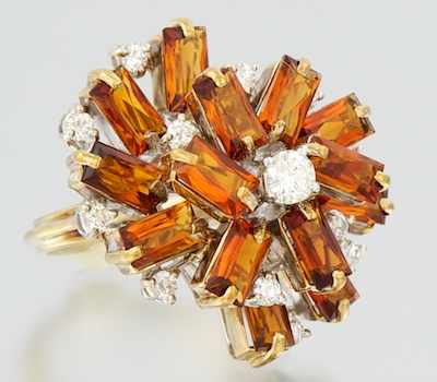 Appraisal: A Designer Diamond and Citrine Ring k yellow gold ring