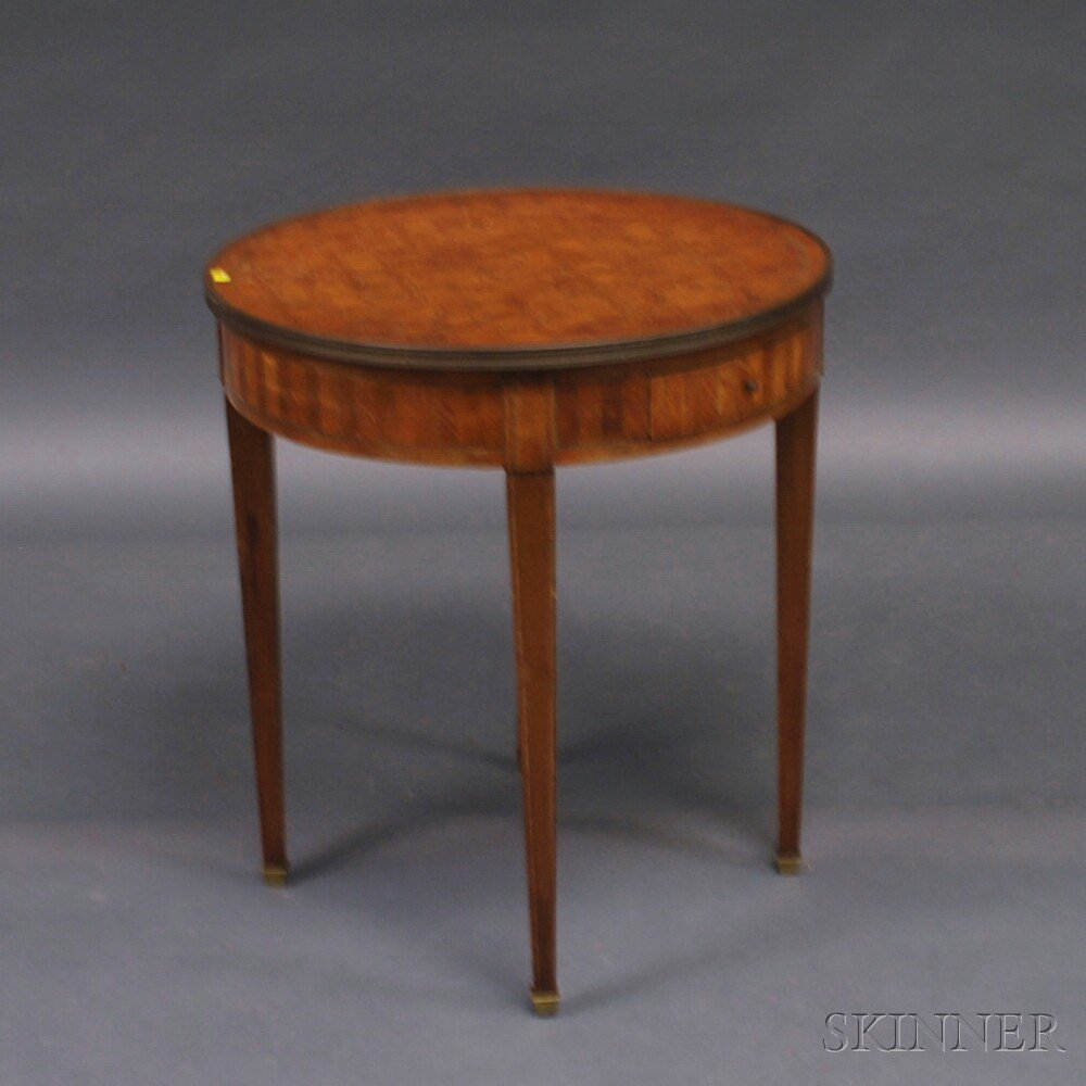 Appraisal: Continental Walnut Veneer Parquetry Occasional Table th century the round