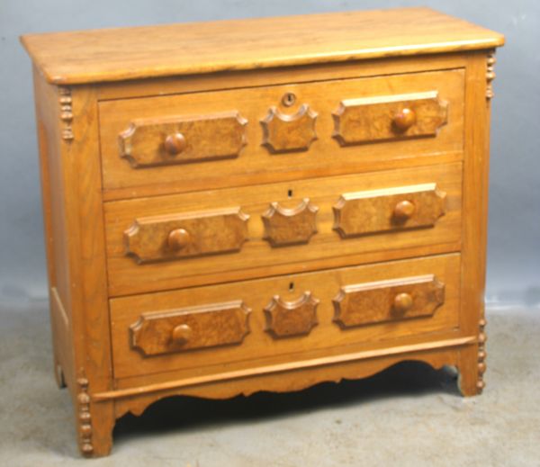 Appraisal: Victorian oak and ash three-drawer chest h x w x