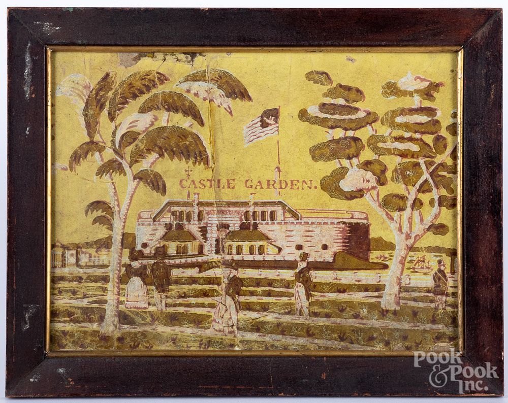 Appraisal: Wallpaper Castle Garden panel th c Wallpaper Castle Garden panel