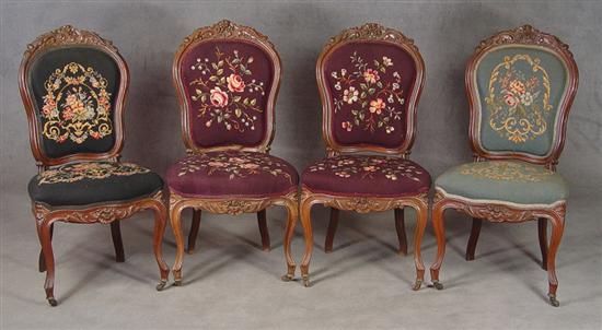 Appraisal: Set of Four Victorian Side Chairs Circa Finger carved backs