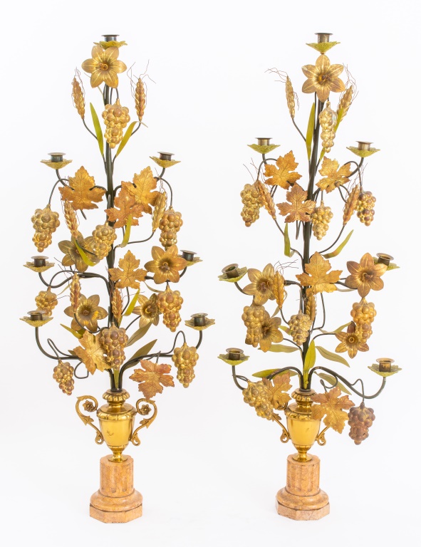 Appraisal: FRENCH NEOCLASSICAL GILT METAL CANDELABRA Pair of French Neoclassical chased