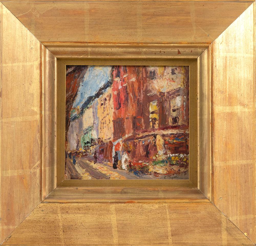 Appraisal: ERNEST MEYER NEW YORK CONNECTICUT - CONTINENTAL STREET SCENE OIL