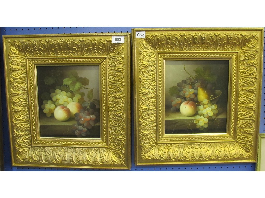 Appraisal: Two framed gouache on panels depicting fruit