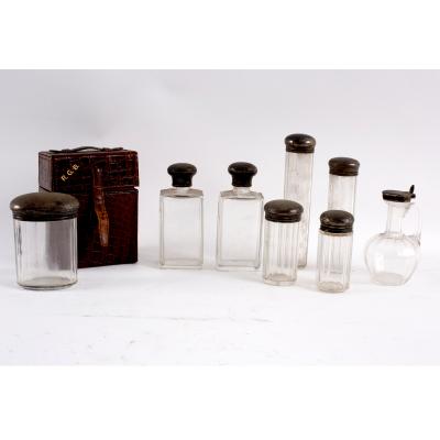 Appraisal: A quantity of silver mounted glass dressing table jars various