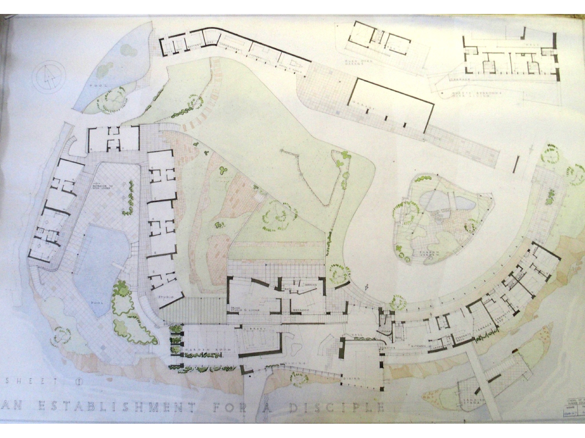 Appraisal: Portfolio of drawings architectural watercolours plans nude studies