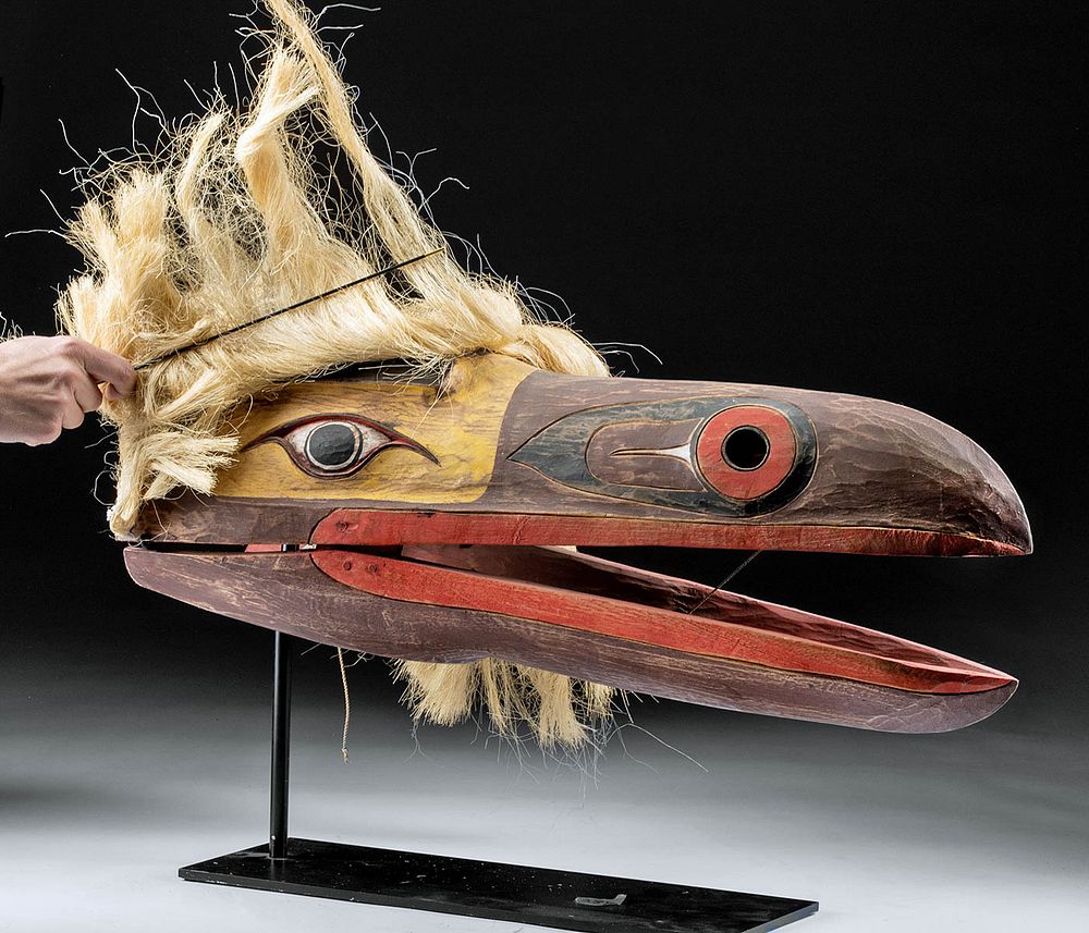 Appraisal: th C Northwest Coast Haida Wood Hair Raven Mask Native