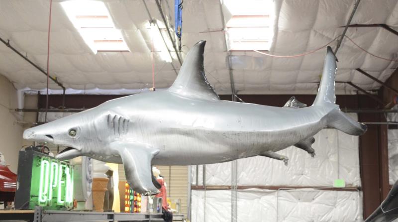 Appraisal: Giant Handcrafted Blue Grey Fiberglass Shark Has some wear to