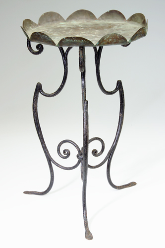 Appraisal: MARIE ZIMMERMANN Garden table in wrought iron and copper the