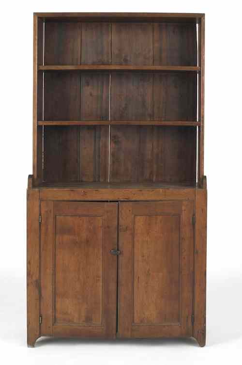 Appraisal: Pennsylvania walnut stepback cupboard ca h w