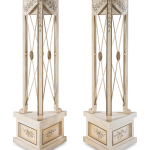 Appraisal: A Pair of White Painted T le Jardini re Stands