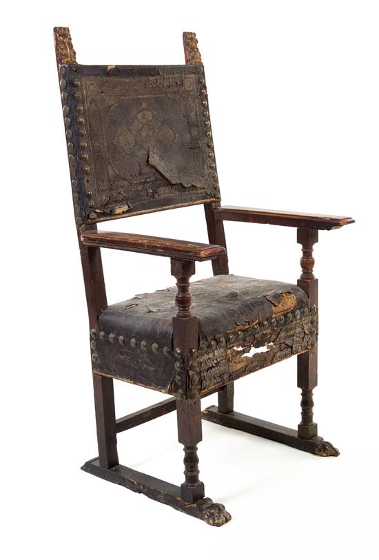 Appraisal: Sale Lot A Spanish Baroque Style Walnut Armchair th century