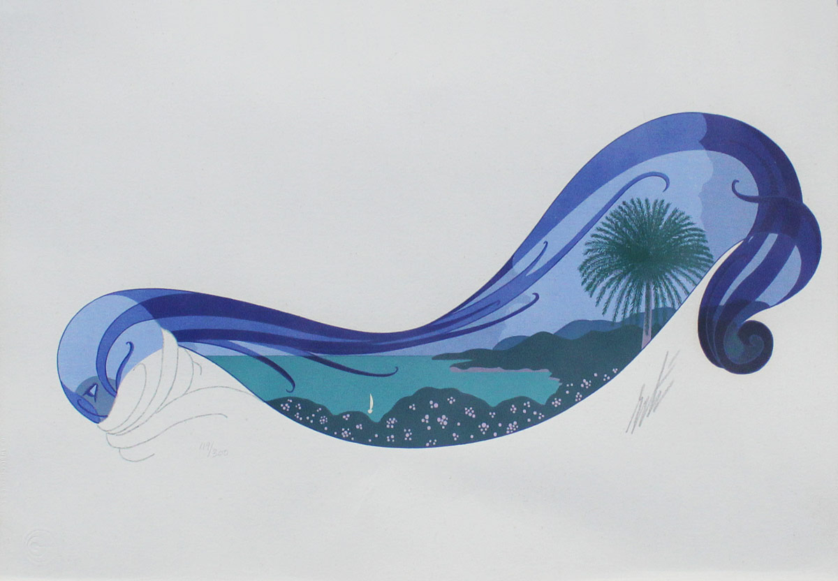 Appraisal: ORIGINAL ERTE LITHOGRAPH ''THE RIVERIA'' Sight size '' x ''