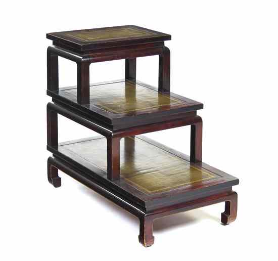 Appraisal: A Set of English Mahogany and Leather Inset Library Steps