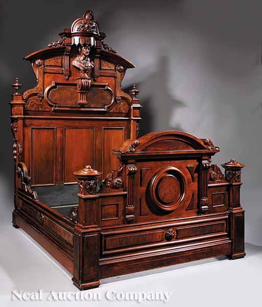 Appraisal: A Fine American Renaissance Walnut and Burled Walnut Bedroom Suite