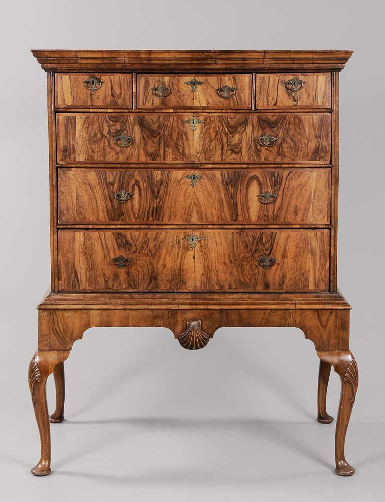 Appraisal: Queen Anne Walnut-Veneered High Chest British th century in part