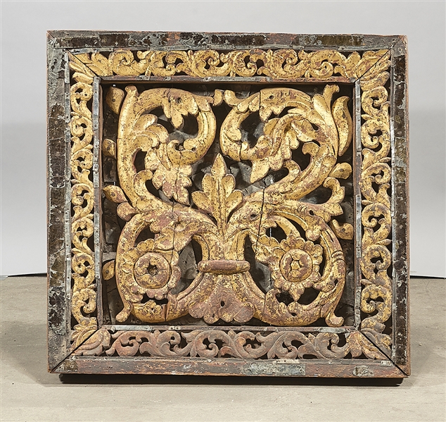 Appraisal: Antique framed gilt wood carving x x approx