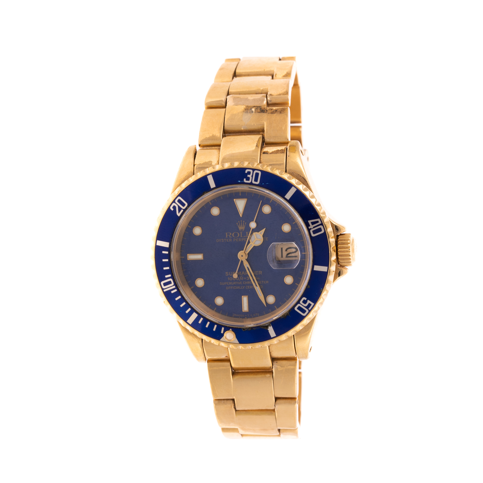 Appraisal: AN K BLUE ROLEX SUBMARINER MM K yellow gold Rolex