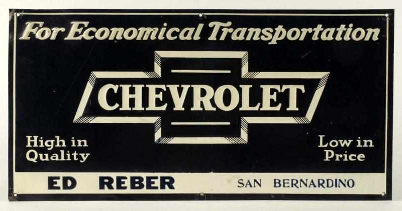 Appraisal: Embossed Tin Chevrolet Sign Description Circa s Features the dealer's