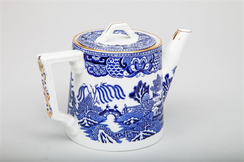 Appraisal: Hammersley Co Bone China Blue Willow Pattern Teapot and Cover