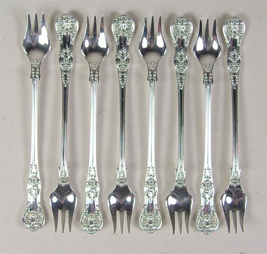 Appraisal: Eight Tiffany Company Oyster Forks Circa English King pattern patented