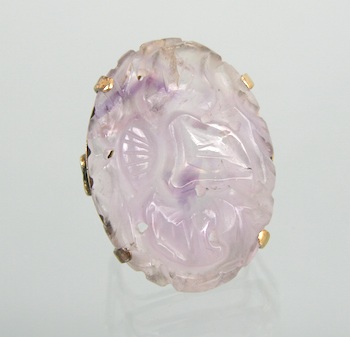 Appraisal: A Carved Fluorite Ring in k Gold Mount k yellow