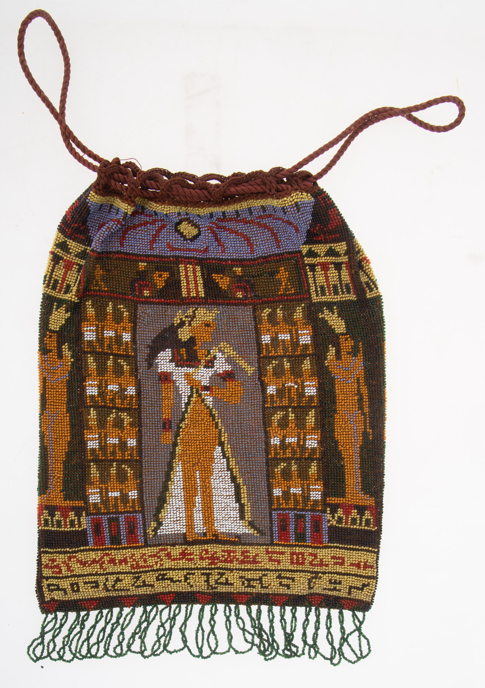 Appraisal: FRENCH EGYPTIAN REVIVAL BEADED EVENING BAG s in H overall