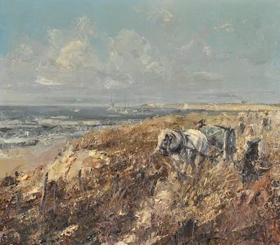 Appraisal: Hans Georg Wagner German th Century Shoreline with horse and