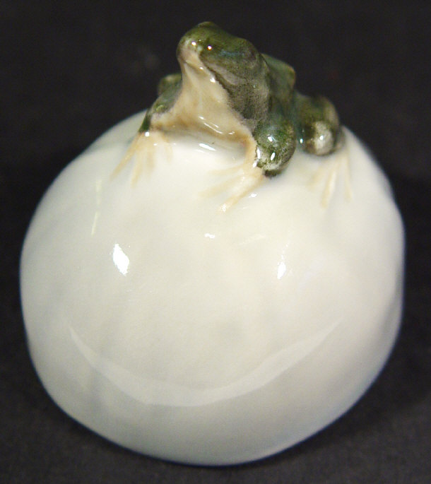 Appraisal: Royal Copenhagen porcelain frog on a rock with hand painted